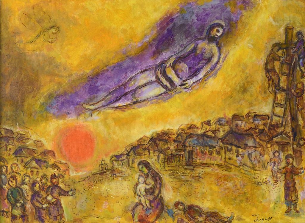 Descente de croix en jaune, 1975, Olio su tela,