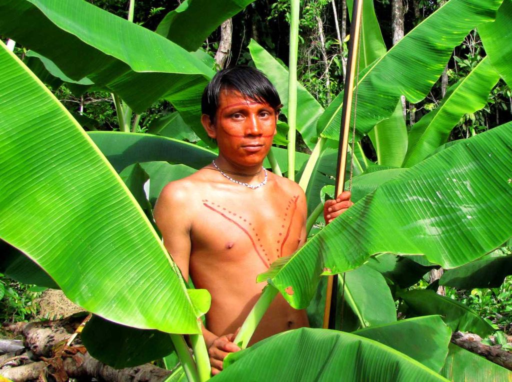 Yanomami in postazione durante la caccia