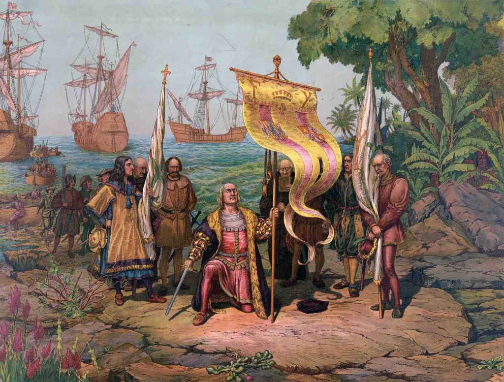 Lo sbarco di Cristoforo Colombo nel Nuovo Mondo (L. Prang & Co., Boston)