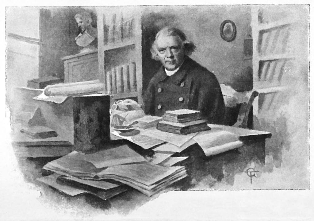 Antonio Stoppani al suo scrittoio negli ultimi giorni (Wikimedia Commons)