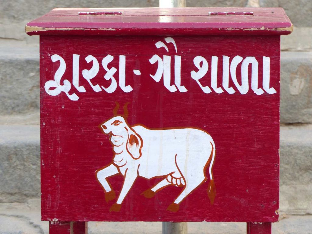Gujarat, cow donation box in gujarati