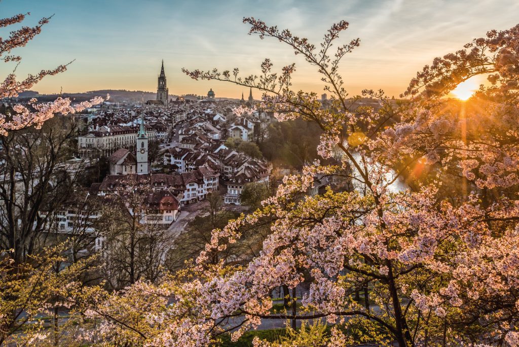 Panorama della capitale federale, vista dal Rosengarten in primavera (Swiss-image)