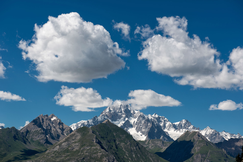Vista sul massiccio del Monte Bianco dal Monte Rutor, Valle d’Aosta (Keystone)