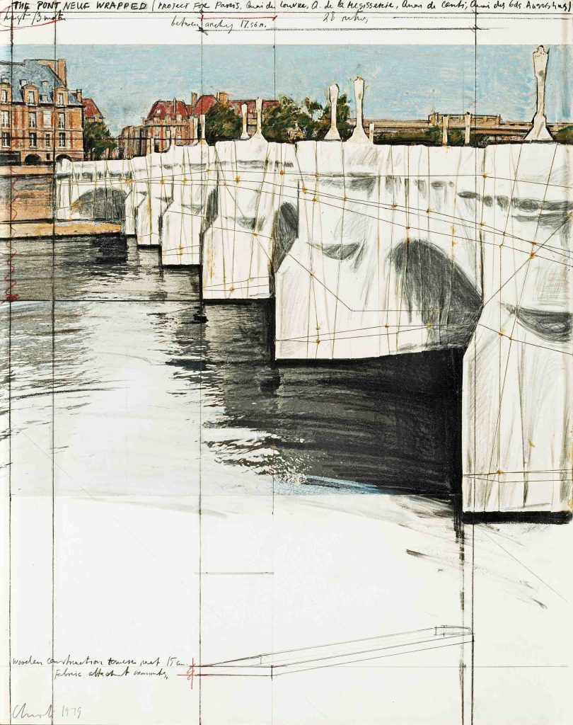 Christo, The Pont Neuf Wrapped (Project for Paris), Quai du Louvre, Q. De la Messagerie, Île de la Cité, Q. de Conti, Q. des Gds, 1979