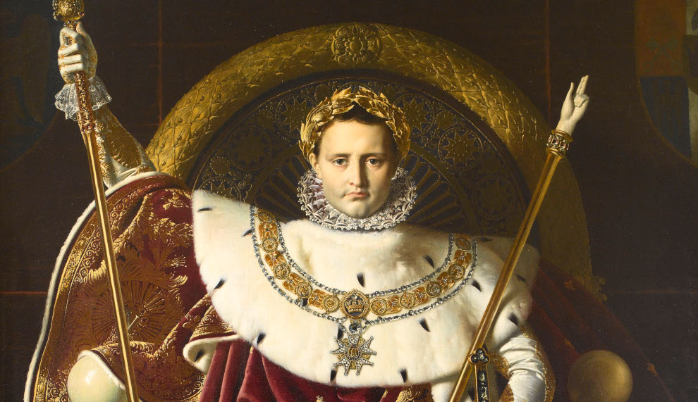 Jean-Auguste-Dominique Ingres, Napoleone sul trono imperiale, 1806 (particolare). (Paris - Musée de l’Armée, Dist. RMN-Grand Palais/Emilie Cambier)