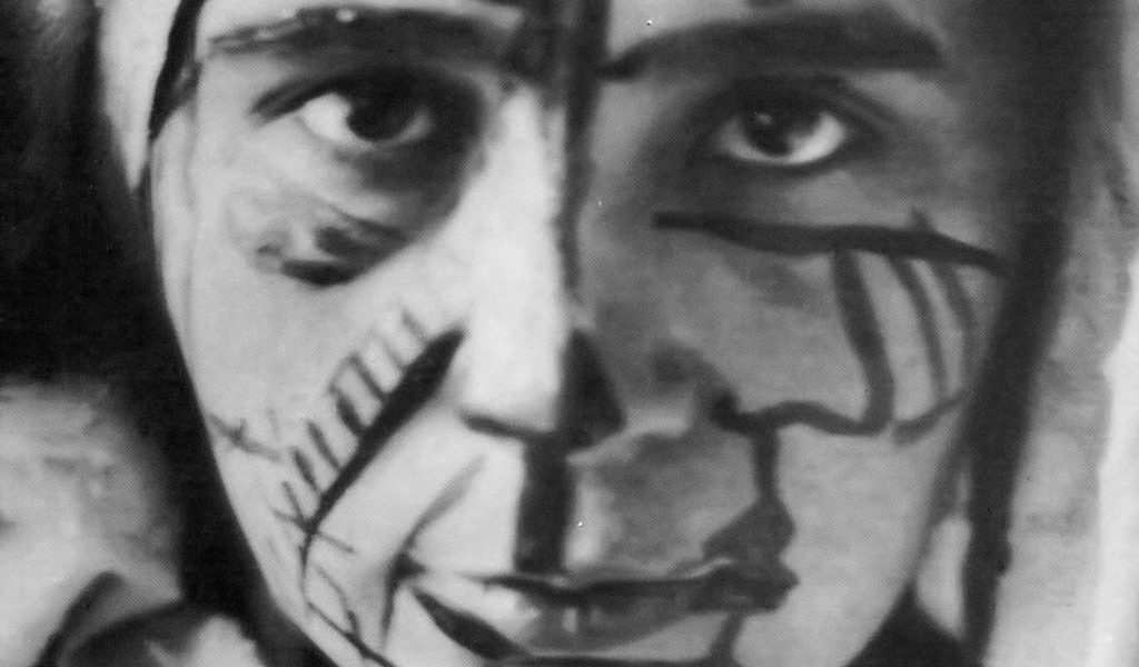 Natalia Gončarova con il «trucco di base per un’artista del teatro futurista», 1913 (Mosca, Galleria Statale Tretyakov)