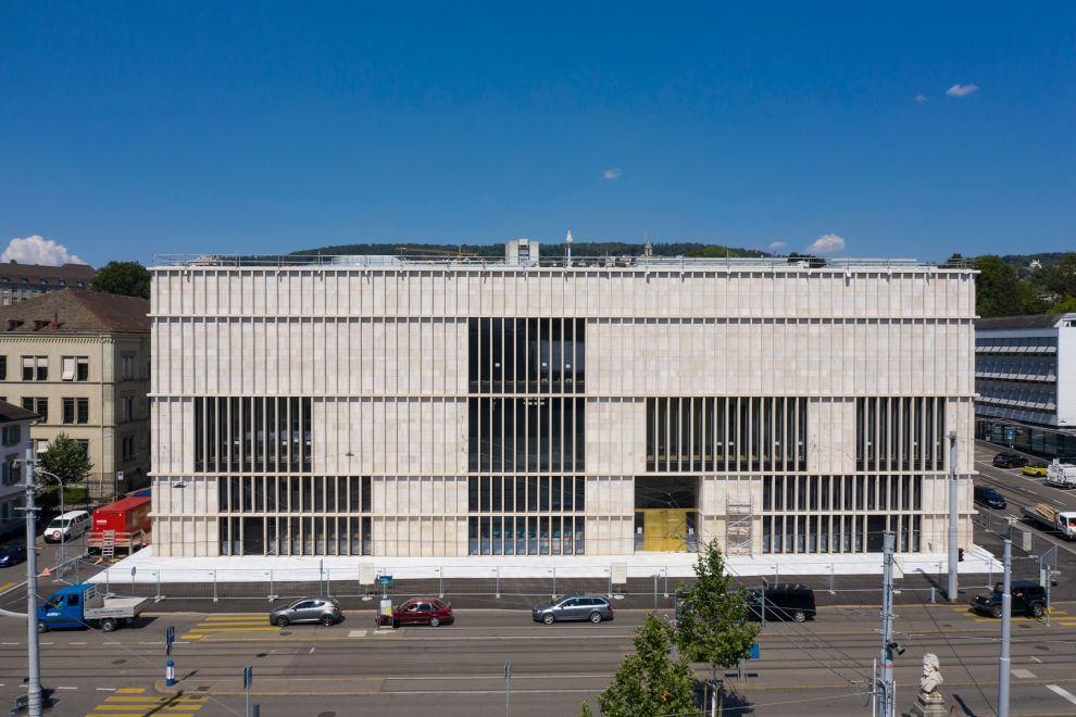 Veduta del nuovo edificio che ospita la Collezione Bührle (Keystone)