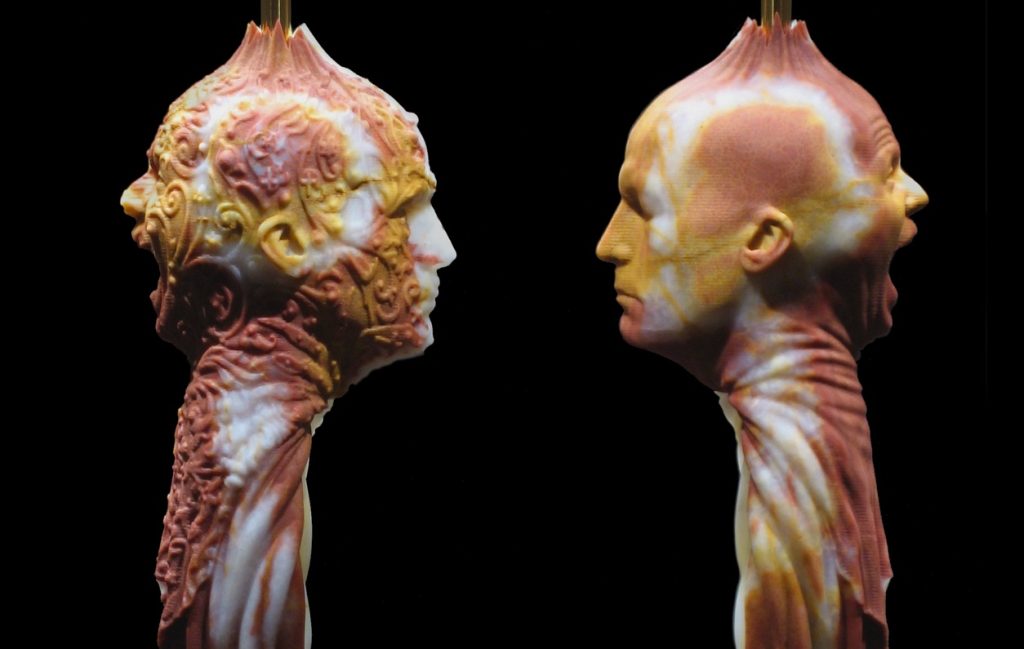 Barry X Ball, <i>Matthew Barney Dual Portait</i>, 2000 - 2007, onice messicano, acciaio inossidabile, oro 24K, vari altri metalli