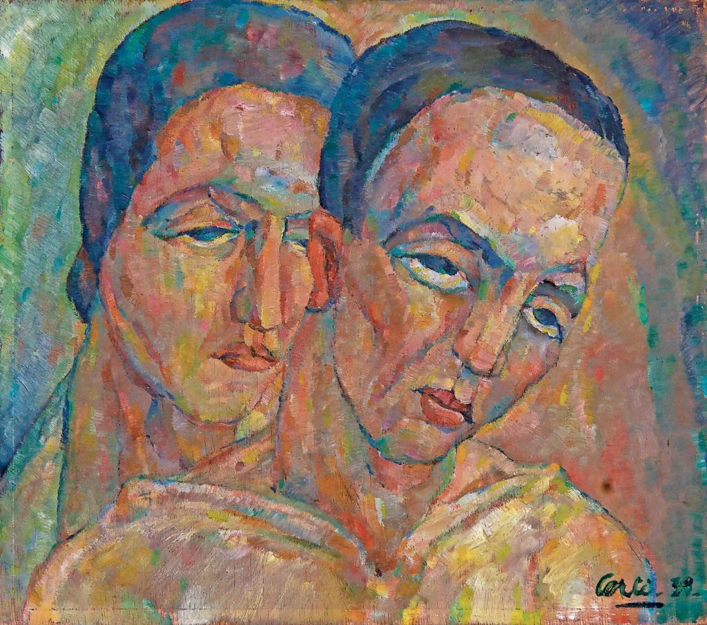 Jean Corty, La coppia, olio su tavola esposto alla Pinacoteca Züst nel 2020 in occasione della mostra