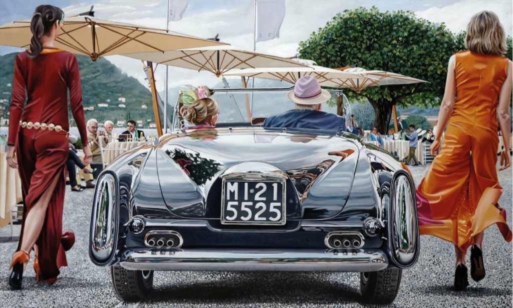 Enrico Ghinato, Blue Aurelia B52 PF200 1953 Villa d’Este, 2016, olio su tela