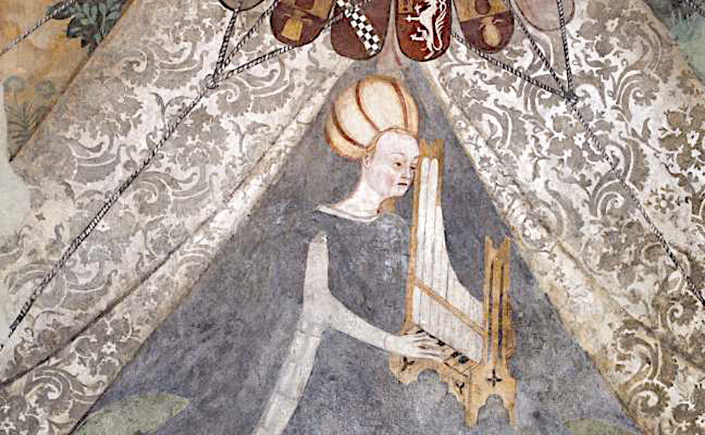 Particolare degli affreschi della Sala dei Vizi e delle Virtù, Castello di Masnago, Musei Civici di Varese