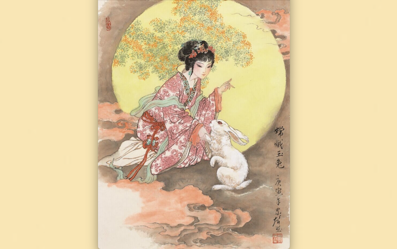 La dea della luna (Chang’e) in compagnia del suo coniglio.