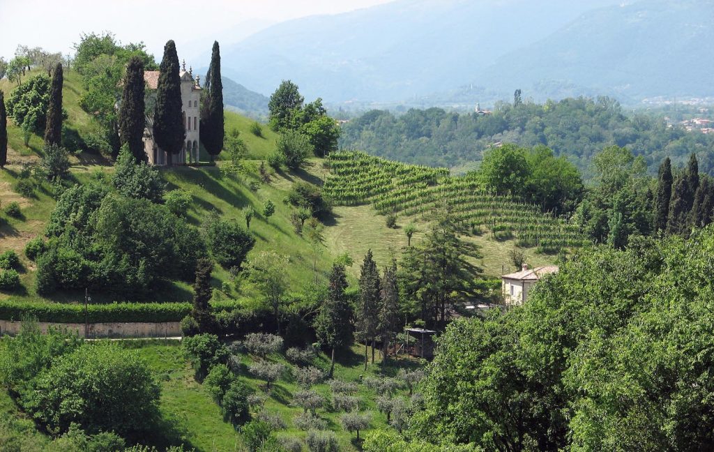 Le colline di Asolo con villa Contarini degli Armeni e il suo vigneto (Patrick Denker)