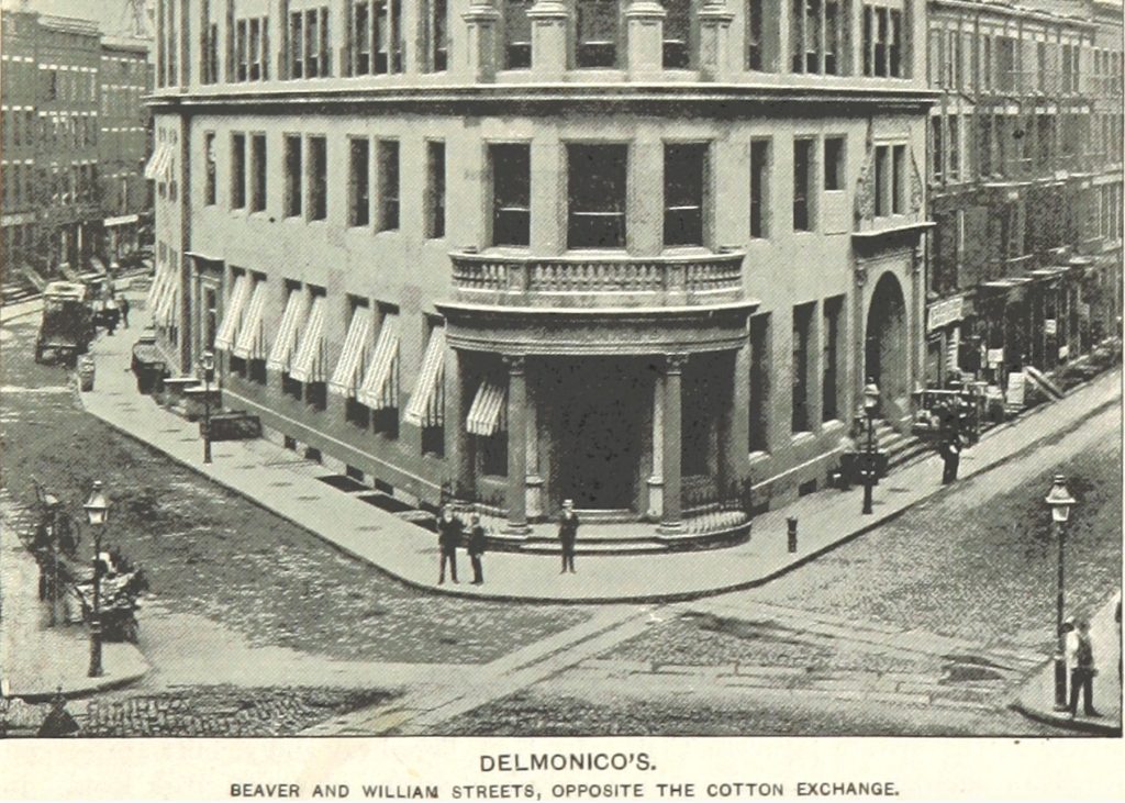 Il ristorante Delmonico's, tra Beaver e South William Street, a New York, nel 1893 (wikipedia.org)