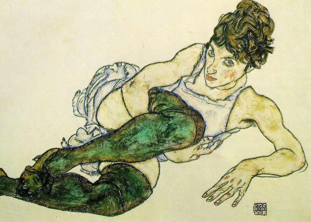 Egon Schiele, Green Stockings, 1914 (Wikipedia)