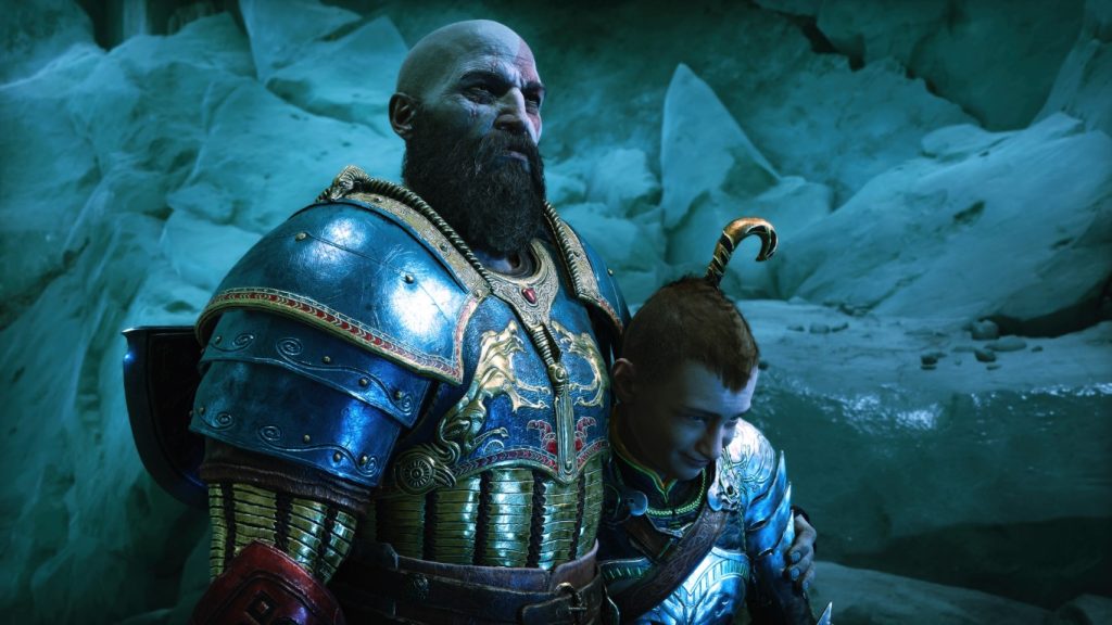 Kratos con il figlio adolescente Atreus (2022 Sony Computer Entertainment Europe)