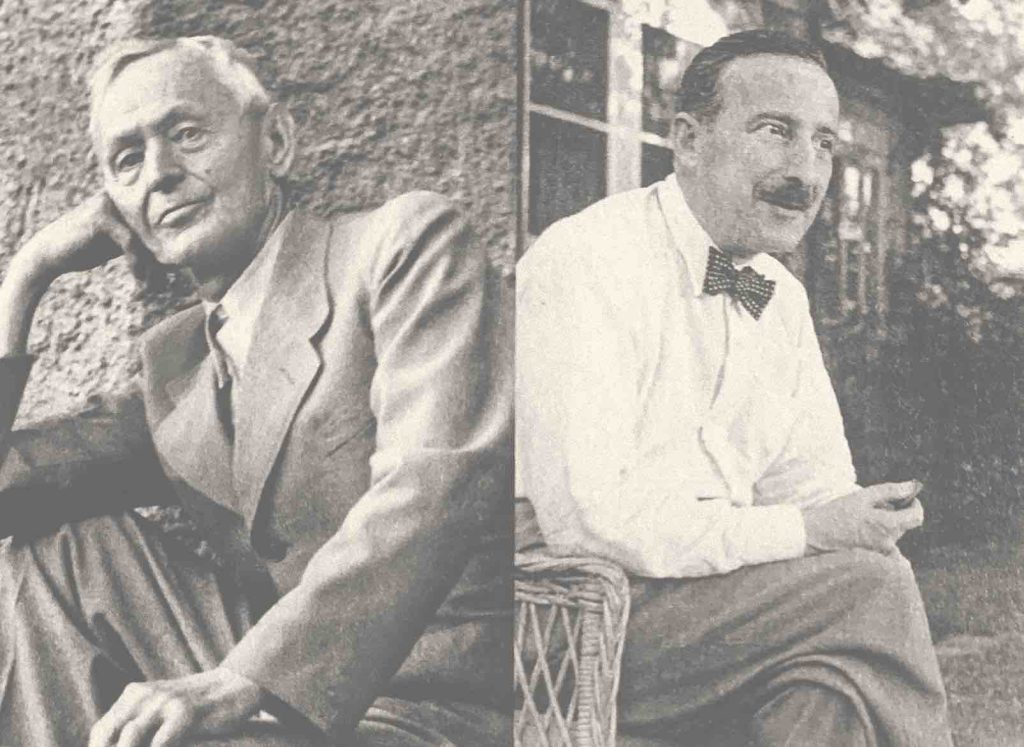 Hermann Hesse e Stefan Zweig ritratti sulla copertina del libro di Volker Michels Die Tat beginnt immer mit dem Traum