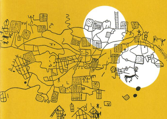 La mappa di Bedolina, famosa incisione rupestre della Val Camonica, riprodotta sulla copertina del libro