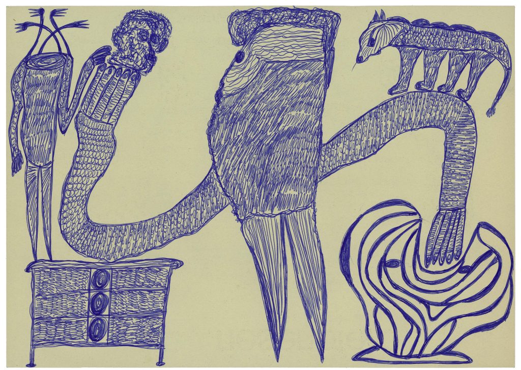 Senza Titolo, 1969 - 1993, penna a sfera (photo: Claudine Garcia, [AN] Collection de l’Art Brut, Lausanne)