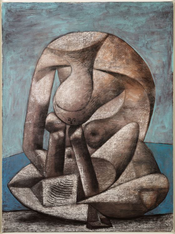 Pablo Picasso, Grande Baigneuse au livre, 1937, olio, pastello e carboncino su tela (Palazzo Reale di Milano)
