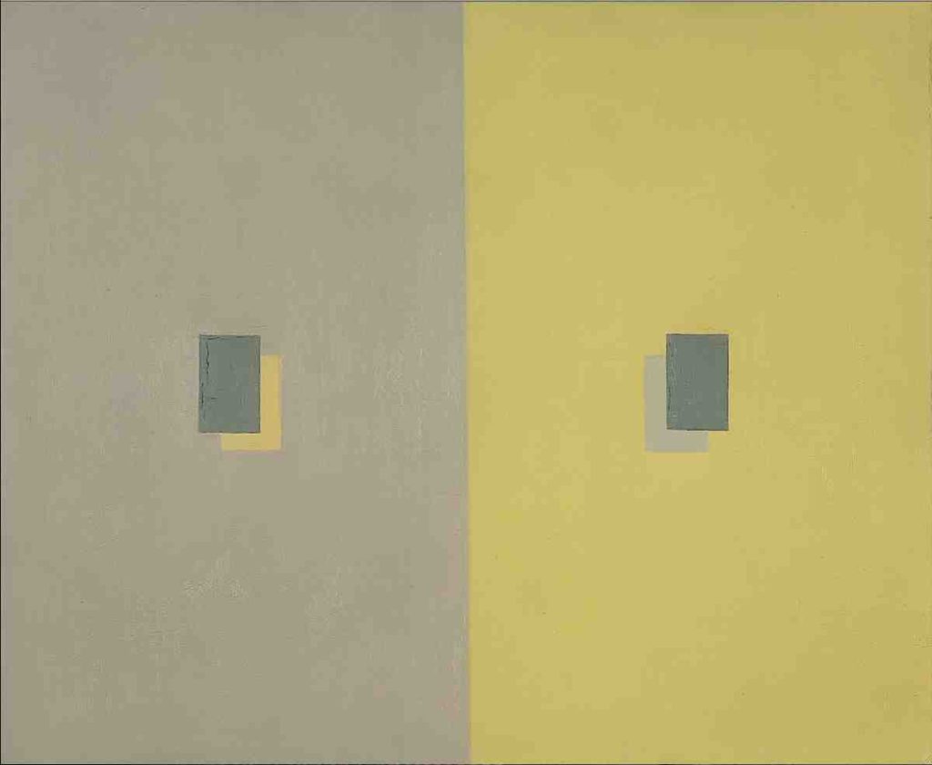 Antonio Calderara, «Peso ottico giallo e grigio in rettangoli sovrapposti, 1960 (© Fondazione Calderara, Vacciago di Ameno)