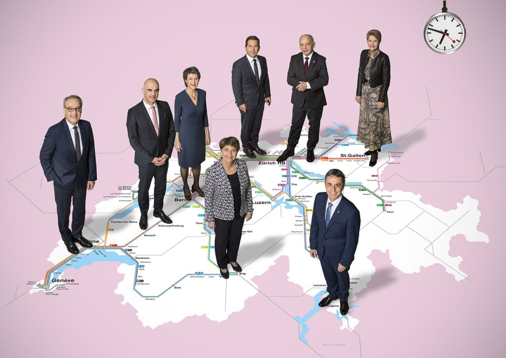 Il Consiglio federale e il cancelliere Walter Thurnherr nella foto ufficiale del 2022 (© Stefano Spinelli – Cancelleria federale svizzera)