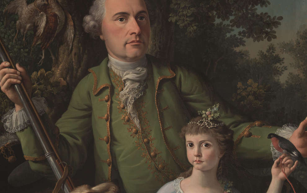 Giovanni Battista Innocenzo Colomba,<i>Ritratto del marchese Giacomo Filippo Riva con la figlia Marianna Cecilia</i>, 1784 ca. (Collezione Fondazione Palazzo Riva, Lugano)