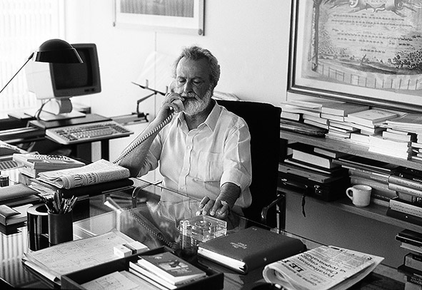 Eugenio Scalfari, fondatore di «Repubblica» in una foto del 1986 (Keystone)