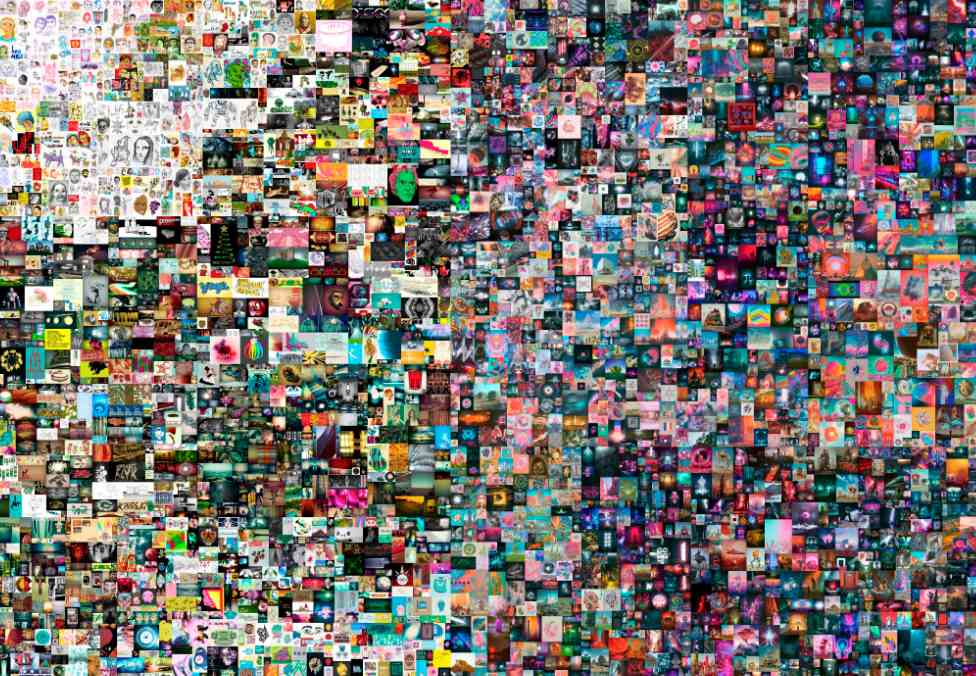 La foto non datata e rilasciata da Christie’s nel 2021 riproduce un collage di Mike Winkelmann, alias Beeple, venduto per quasi 70 milioni di dollari (Keystone)