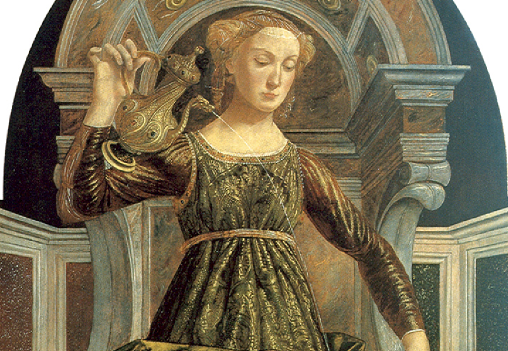 La Temperanza di Piero del Pollaiolo, del circa 1470 è conservato nella Galleria degli Uffizi a Firenze