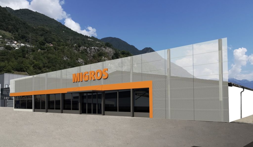 Un rendering digitale con la nuova facciata della filiale.