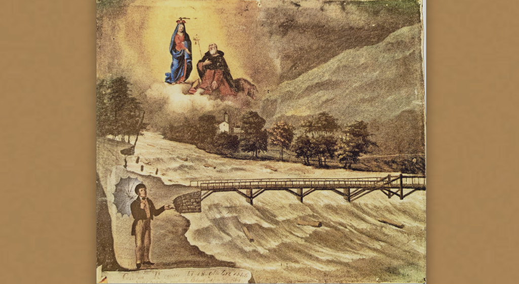 Dettaglio dell’ex voto di Lodano (immagine tratta da: Ottocento ticinese, Dadò editore, 1986)