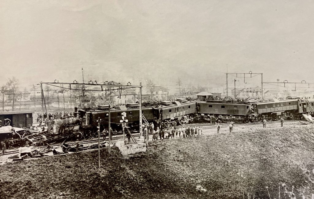 Disastro di San Paolo, veduta panoramica dell’incidente, 1924 (Fondazione Pellegrini Canevascini)