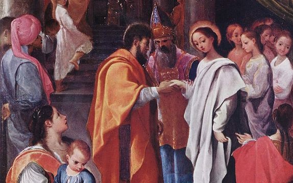 Ludovico Carracci, "Il matrimonio della Vergine" (parz.), 1587, particolare (Wikimedia)