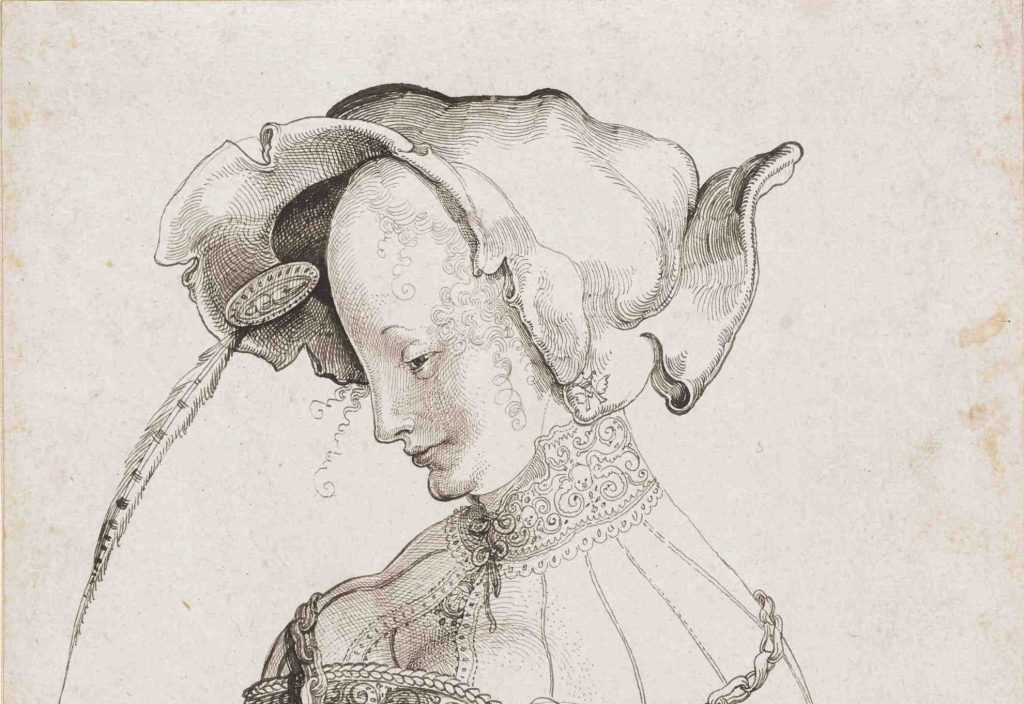 Urs Graf, <i>Dirne in halber Figur</i> (Mezzo busto di prostituta), 1518, particolare (© Kunstmuseum Basel, Amerbach Kabinett / Martin P. Bühler)