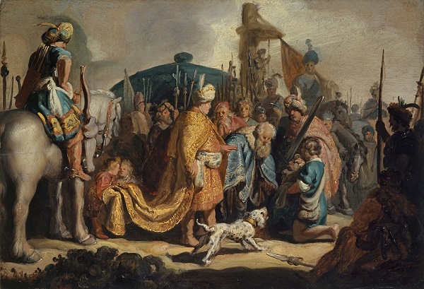 Rembrandt, David presenta la testa di Golia a Re Saul, 1627 (Kunstmuseum Basilea, lascito Max Geldner)