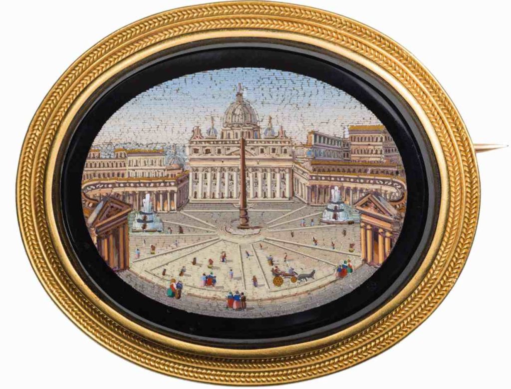 Spilla con veduta di piazza San Pietro (Roma), 1860 ca. (Collezione privata svizzera)