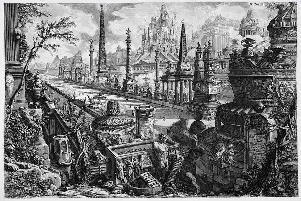 Giovanni Battista Piranesi, Frontespizio Antiquus circi, Da «Le antichità romane», 1756-1759, incisione all’acquaforte (Coll. priv.)
