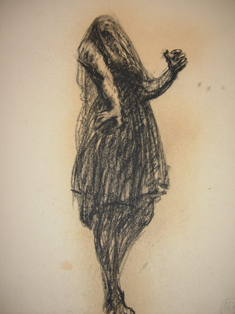 Un altro disegno dell'artista a carboncino