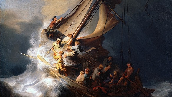 Particolare del Cristo nella tempesta, realizzato da Rembrandt nel 1633 e scomparso nel 1990 (Wikipedia)