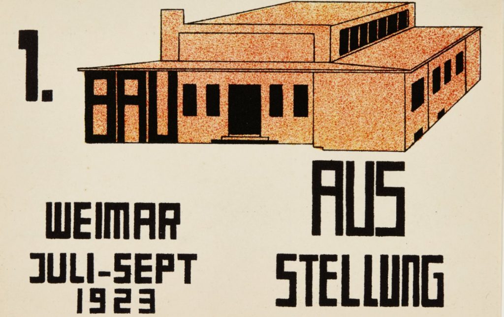Cartolina realizzata da Paul Haberer per promuovere la mostra di Weimar sul Bauhaus (Keystone)