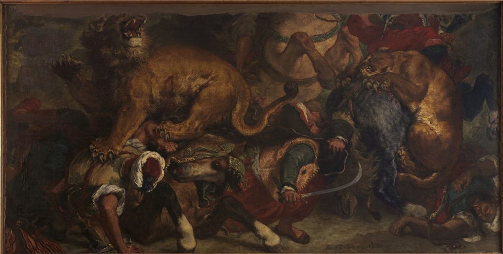 Eugène Delacroix, Chasse aux lions. 1854-1855. Exposition universelle de 1855 (© Musée des Beaux-Arts, ville de Bordeaux. Cliché L . Gauthier, F . Deval)