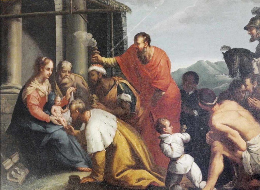 Cipriano Pelli III (1750-1822), «Adorazione dei Magi» (sullo sfondo si riconoscono Breno e il Monte Lema), seconda metà XVIII sec