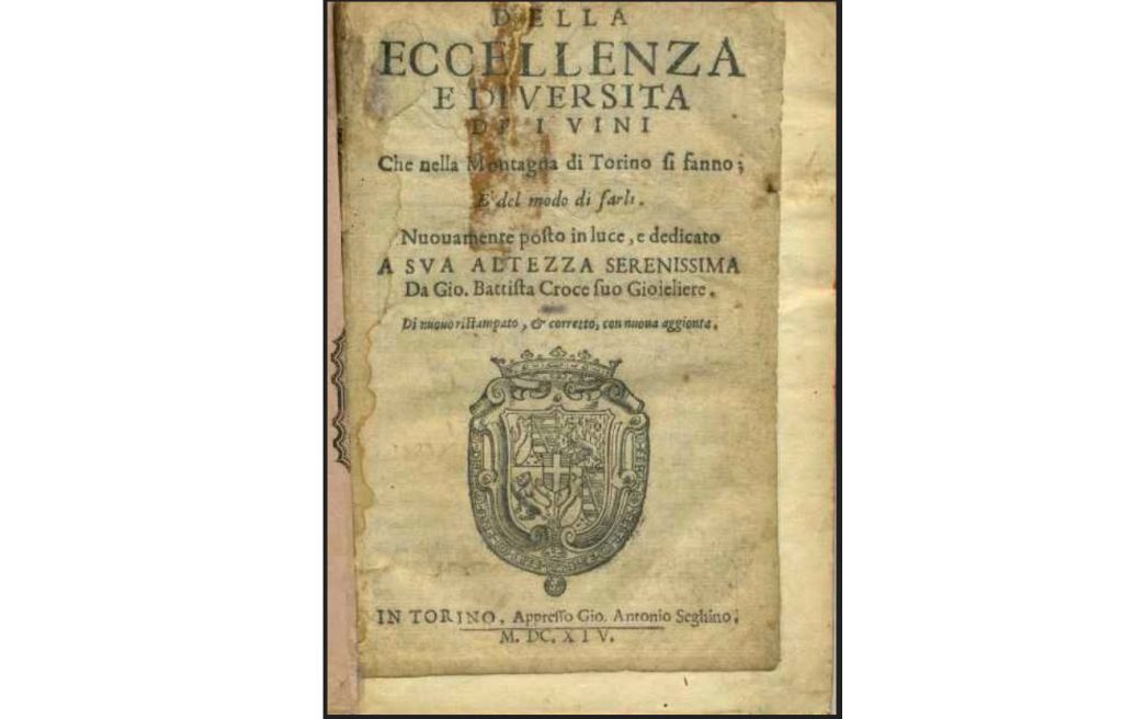 Il frontespizio di una copia dell’opera dedicata ai vini piemontesi (Wikipedia)