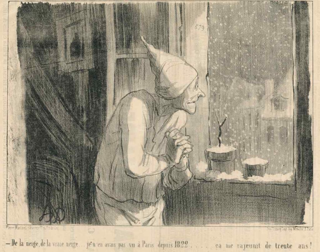 Honoré Daumier, «Neve, neve vera...», Litografia, Attualità, pl. 86 (© Collezione Matteo Bianchi e Carolina Leite, Tesserete)