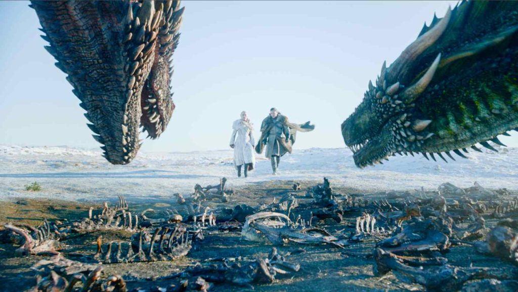 Emilia Clarke e and Kit Harington in uno degli ultimi episodi di "Game of Thrones" (Keystone)