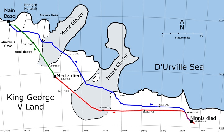 Il percorso della spedizione Far Eastern Party, 1911-1914 (Wikipedia)