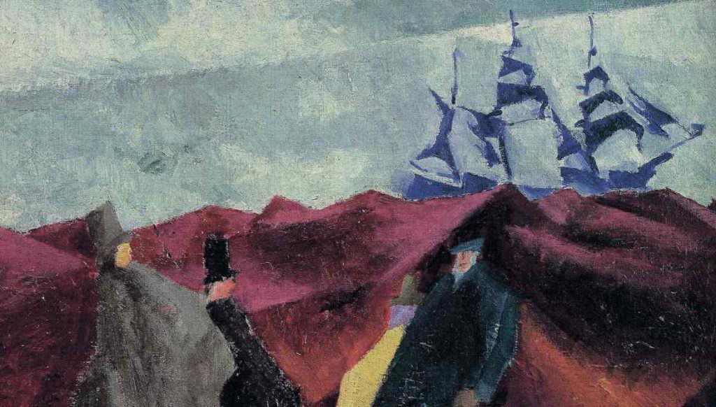 Lyonel Feininger Marina con veliero (Mar Rosso con veliero blu), part., 1912, Coll. privata, Germania (© 2019, ProLitteris, Zurigo)