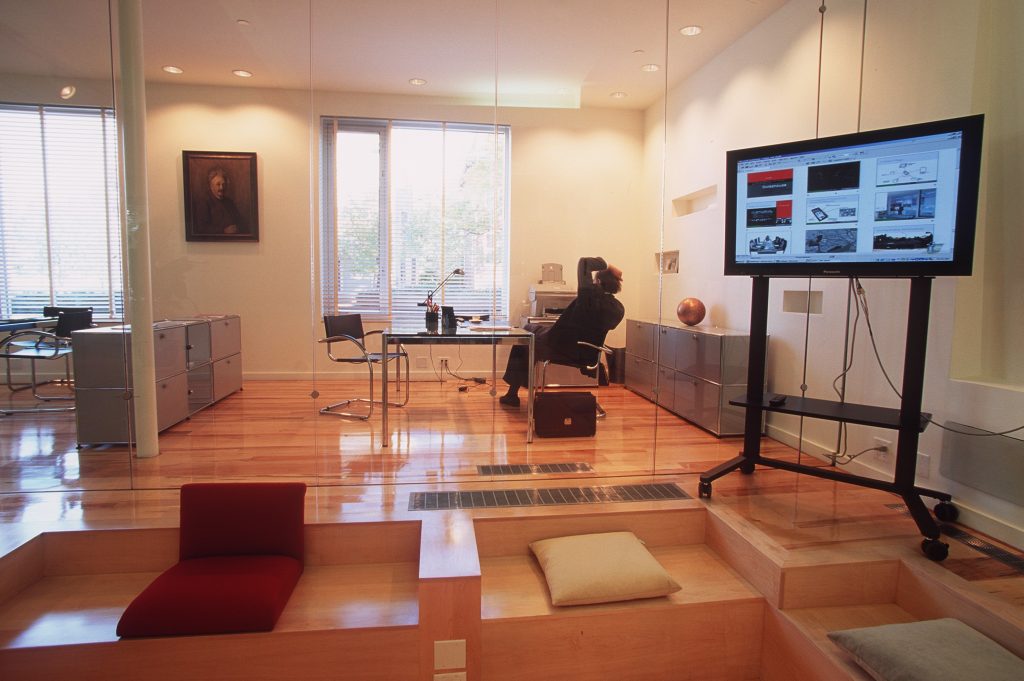 L’interno dello Swiss House for Advanced Research and Education a Boston, il primo hub di Swissnex negli USA (Keystone)