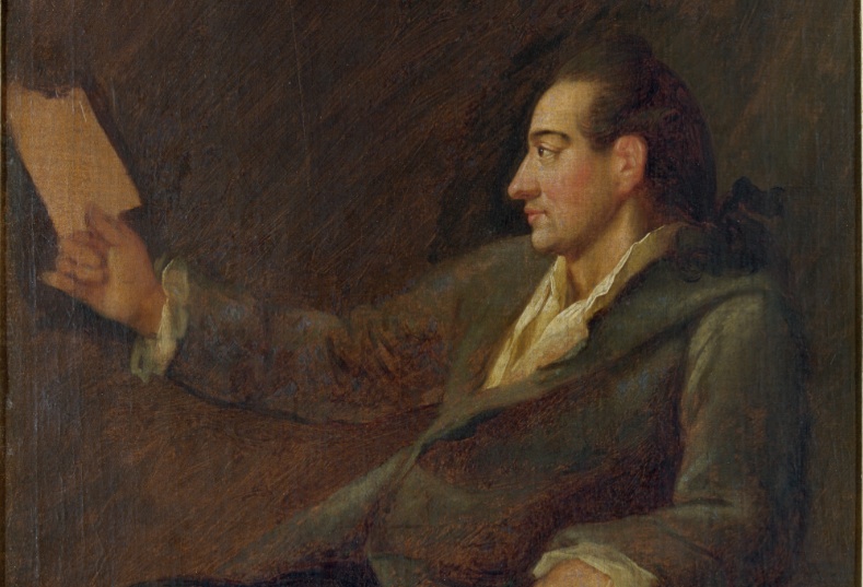 Johann Wolfgang Goethe in un ritratto di Georg Melchior Kraus (1775/76) (part.) (Weimar, Stiftung Weimarer Klassik)